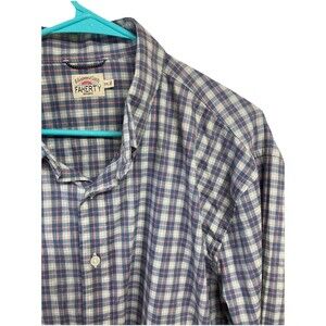 Men's Faherty Movement Shirt Plaid Blue Long Sleeve Cotton Nylon Blend Size XXL